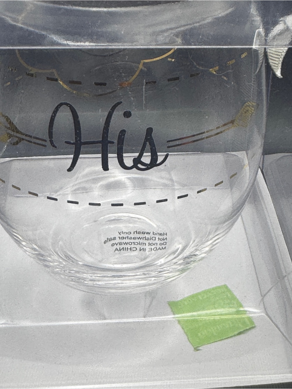 His & Hers Gold Arrow Stemless Wine Glasses Set - Picture 4 of 5